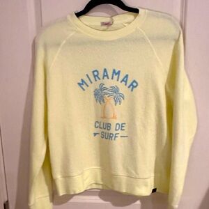 NWT Faherty Miramar Reverse Fleece Organic Cotton Yellow Sweatshirt Size Small